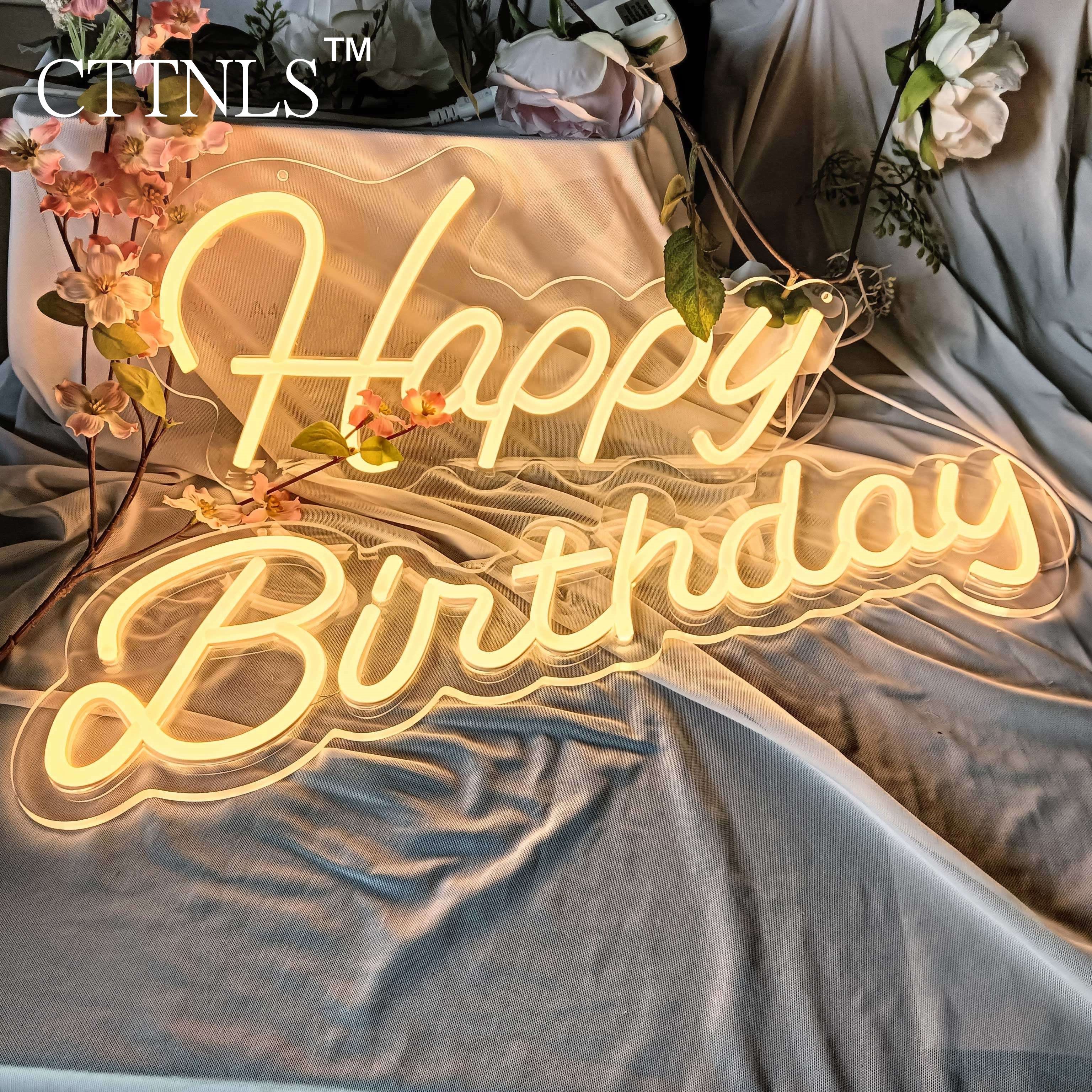   happy birthday neon sign usb powered led wall decor multi color acrylic light with switch control versatile party backdrop   nano double sided stickers 5v usb plug ideal for   birthday celebrations party neon lights   lighting   lighting birthday party decorations 0