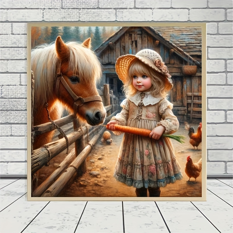 kit pintura diamante 5d diy niña sombrero caballo Temu Chile