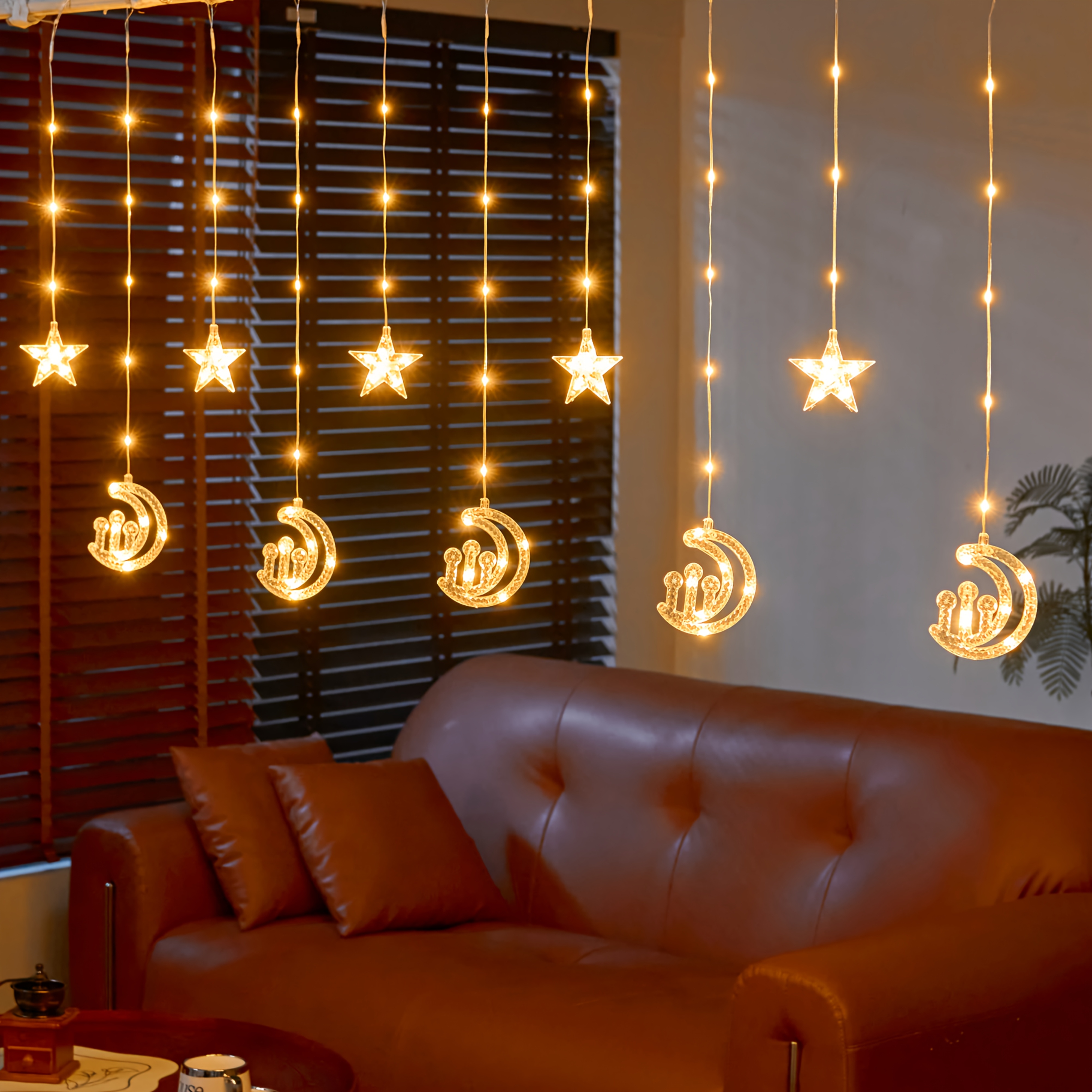 ramadan lights ramadan curtain lights muslim ramadan led string lights powered crescent   curtain lights pack castle curtain lights home holiday decoration warm romantic atmosphere lights 8 lighting   very suitable for ramadan