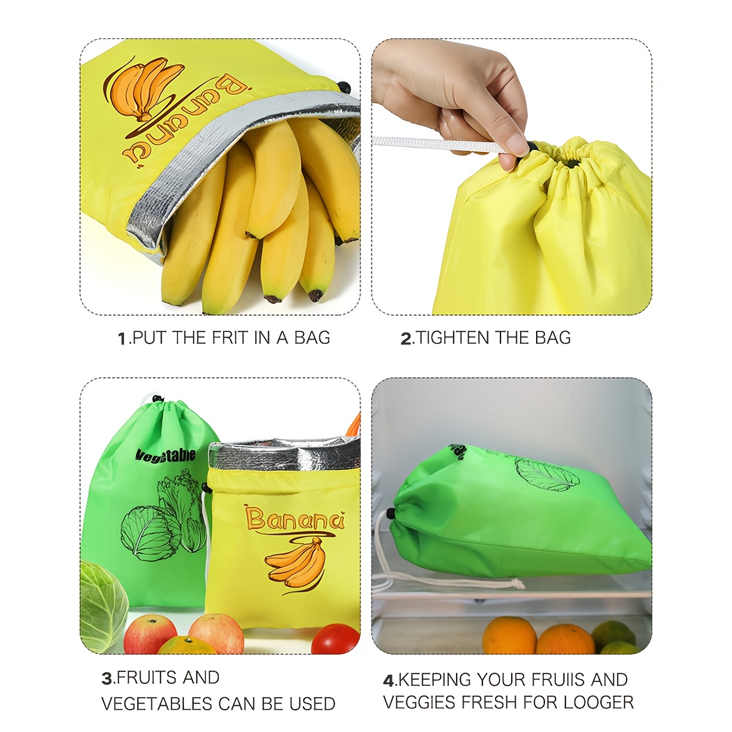 1pc fruit and banana fresh keeping bag with drawstring vegetable fruit and tomato shopping bag storage bag to   and shockproof details 4