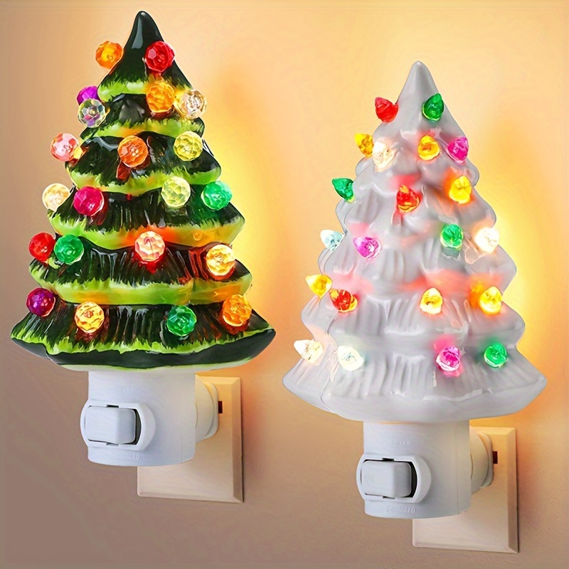 

Resin Christmas Tree Night Light - 5.9" Tall, Nostalgic Decor For Bathroom & Outdoor , Plug-in Powered, Garden Houses