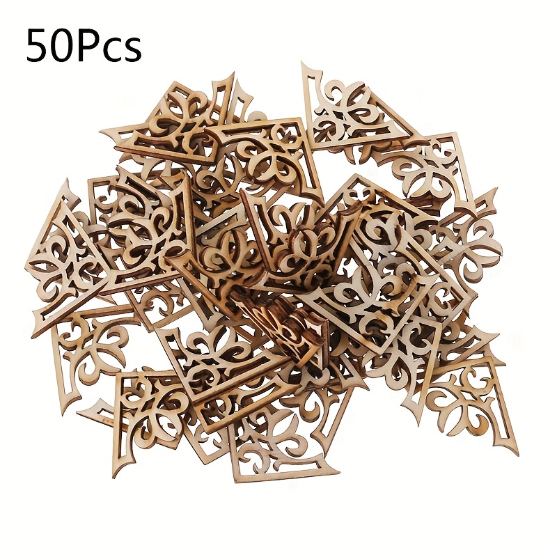 Image of 50pcs 28x28mm Natural Protectors For Books And Albums, Diy Crafts, Home Decoration Box - , Ornament, Book Corner Protector, Wooden Slices, Best For Christmas, Perfect For Thanksgiving