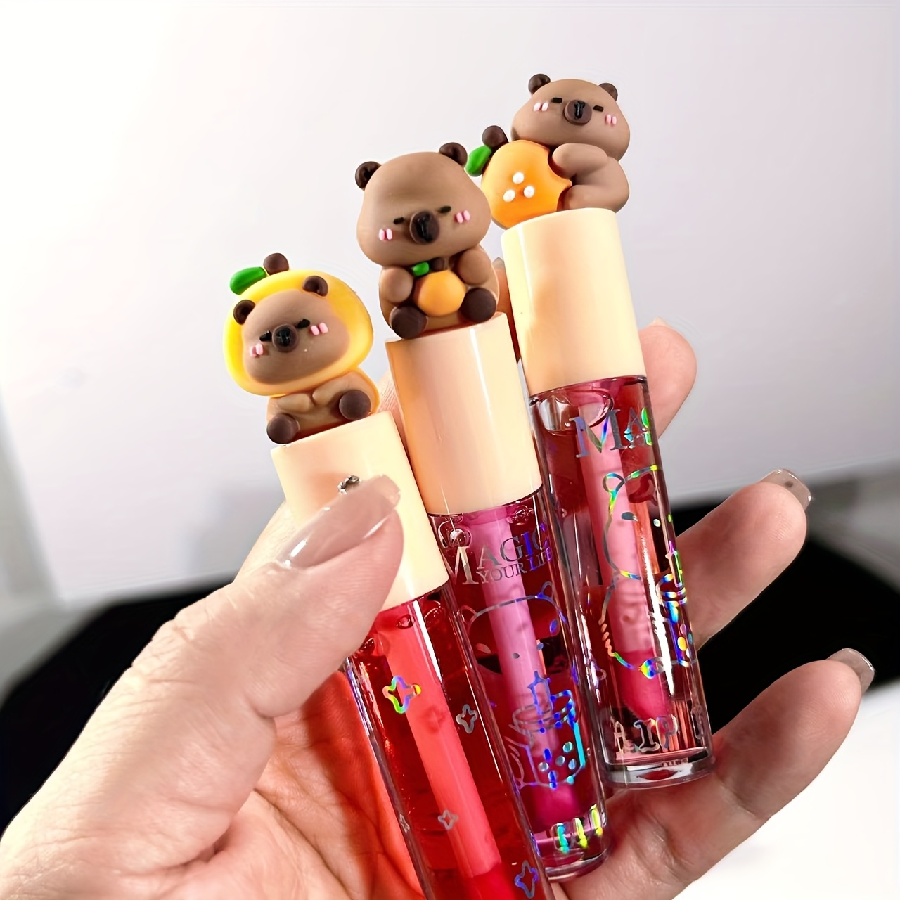 cute cartoon capybara shaped temperature lip gloss - Temu Germany