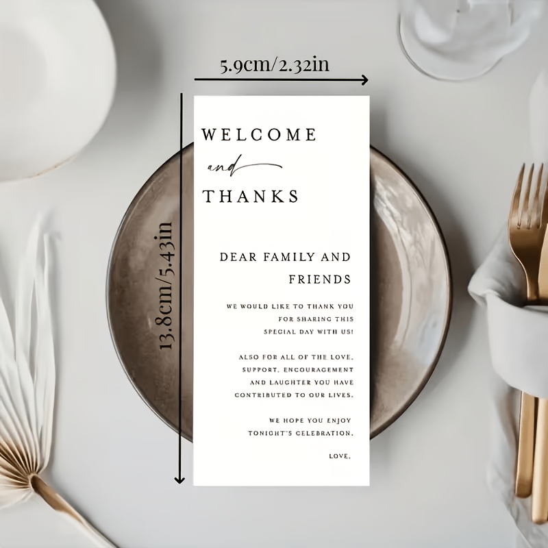 TEMU 50 Feuilles, Notes de et de Remerciement Modernes et Minimalistes, Cartes de Remerciement de Table Simples sur le Thème du Mariage, Notes de