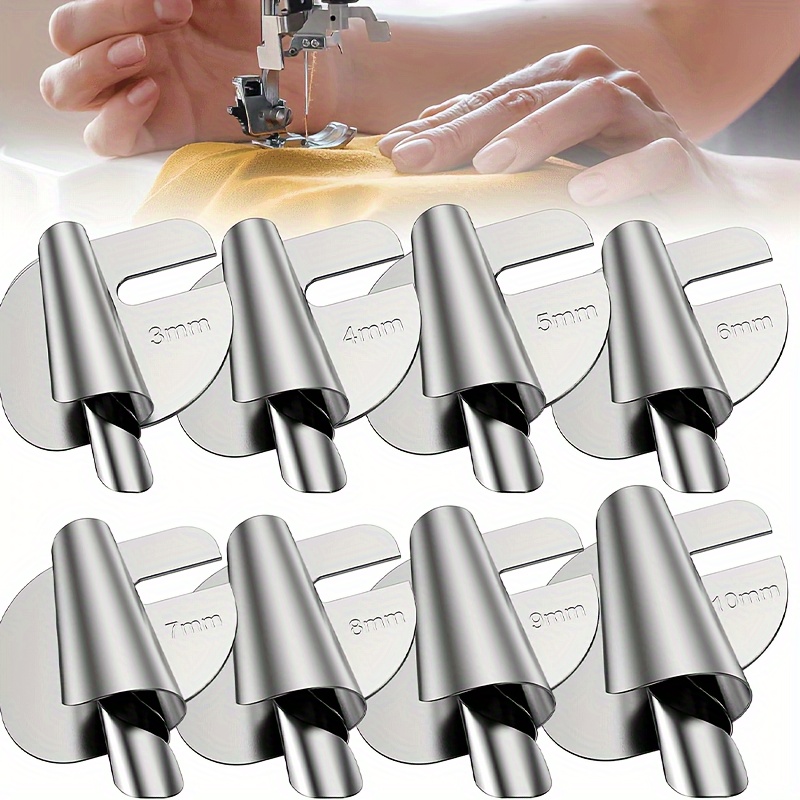 

Universal Sewing Machine Hemming Foot - Single Rolled Edge Presser With Guide, Spiral For Tubes & Circles, Fits 3-10mm Fabrics, Silvery Gray - In 1pc Or 8pcs Set