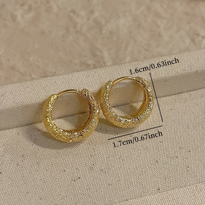 Frosted Hoop Earrings Golden Tone Alloy Sparkling Texture