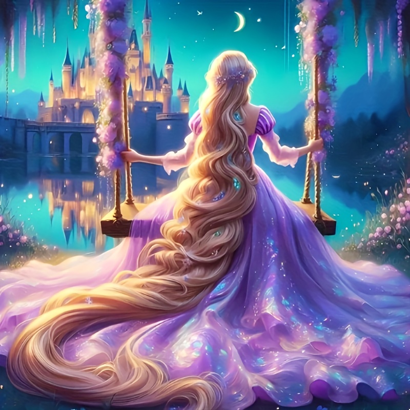 

5d Diamond Painting Kit - Long-haired Princess Full Drill Art Embroidery, Round Acrylic Diamonds Diy Craft, People Themed Mosaic Wall Decor, 40x40cm (1pc)