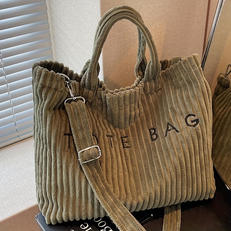 E-shop Neue Corduroy Plüsch Flauschige Damen-Tragetasche, Ideal für Kurztrips als Geschenk, Mit verstellbarem Schultergurt für Crossbody-Tragen,