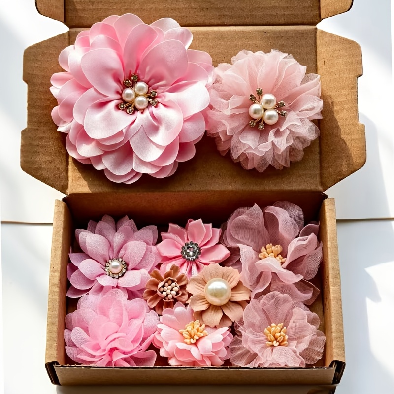 TEMU 10pcs Ensemble Mélangeable Fleurs en Rose, Fleurs de Décoration pour Chapeaux de Mariage et Chaussures