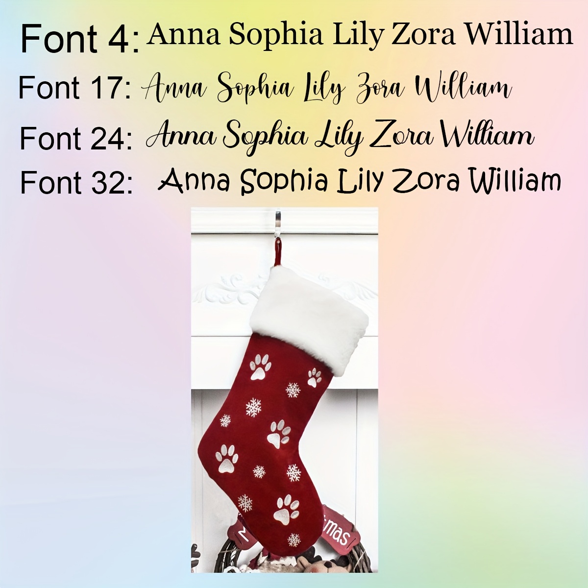 TEMU Personalized Dog Paw Christmas Stockings - Custom Family Names Embroidered, Durable Polyester Pet-themed Holiday Decor With Snowflake Design, No