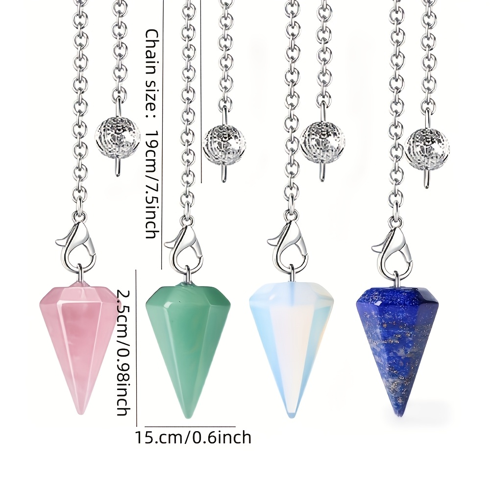 8pcs Crystal Stone Hexagonal Pointed Pendulum Balance Wheel Pendant