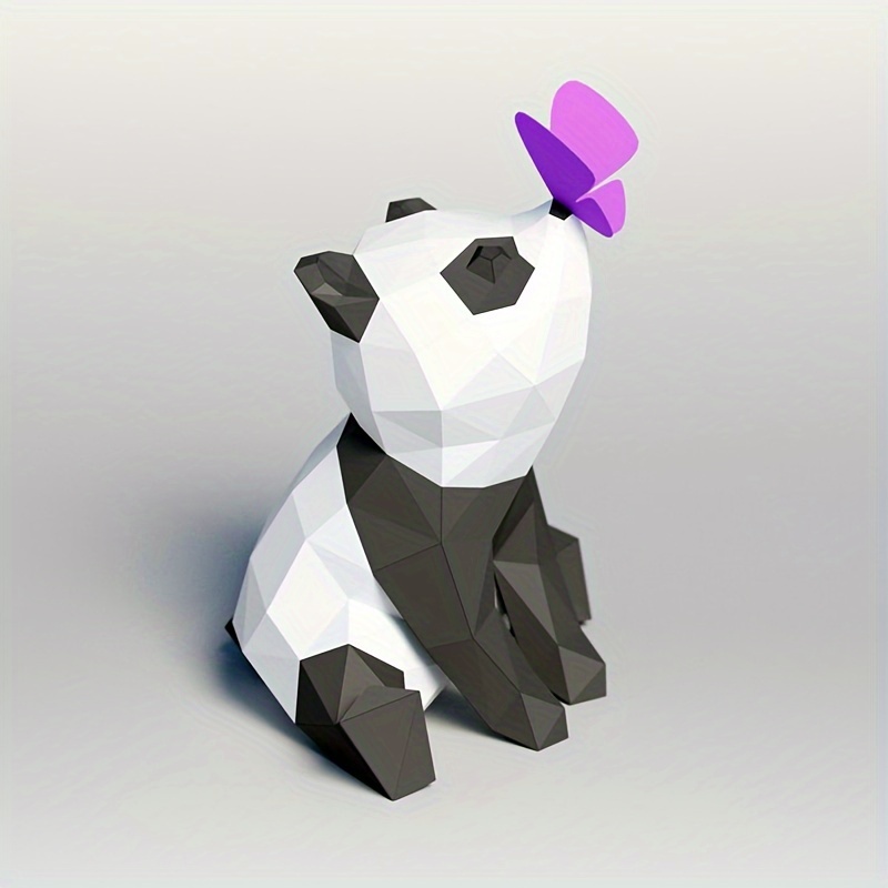 Image of 38cm Cute Panda And Creative 3d Paper Model Diy Decorations Hand Made Fashionanimal Papercraft Art Gift Adult