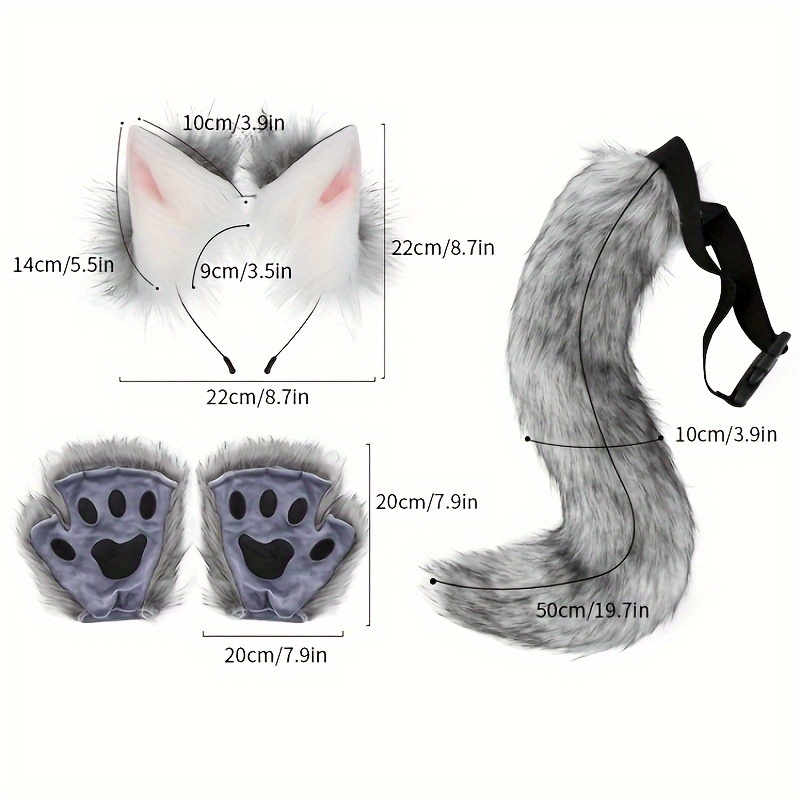 beast ears beast tail set anime dress up plush beast claw props cosplay for halloween party