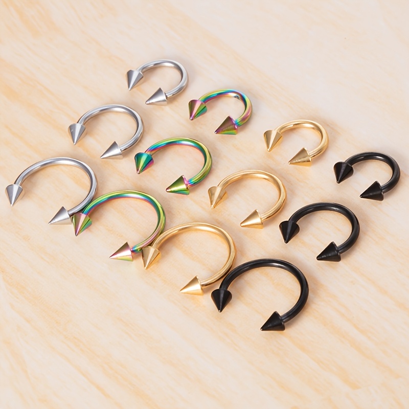 6pcs Stainless Steel Hoop Earrings & Nose Rings Set