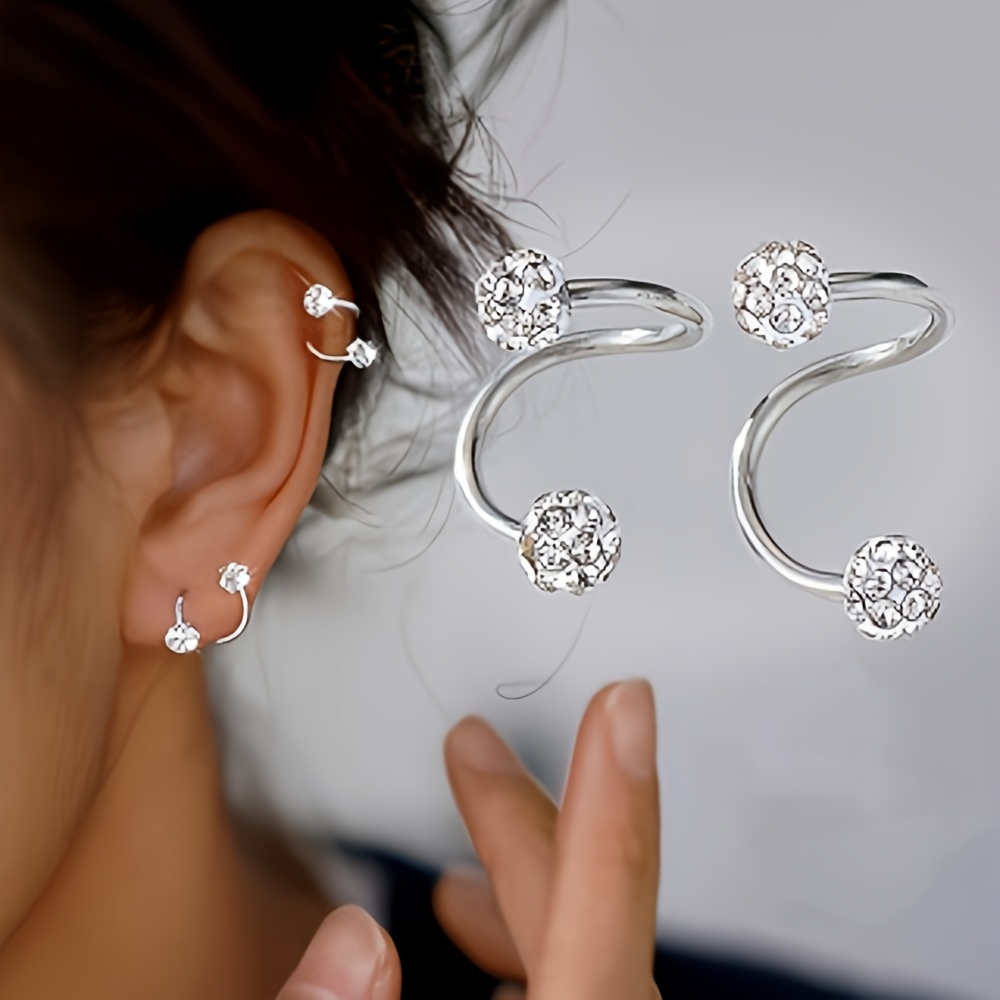 TEMU 1 Pair Minimalist Premium Double-head Screw Closure Silvery Unique Earrings 316 316 316 Steel 18k Gold Plated Stud Earrings Western Individual