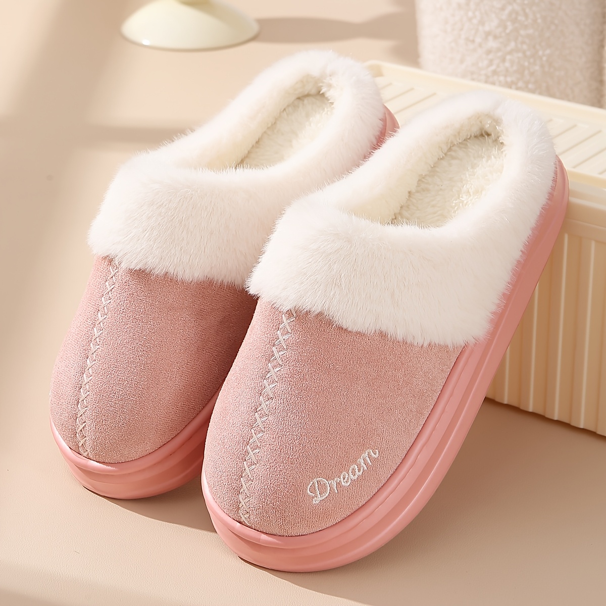 TEMU Pantoufles d'automne-hiver pour femmes, résistantes à l', pour couples, à à , décontractées, faciles, , chaudes, grandes, moelleuses, chaussures