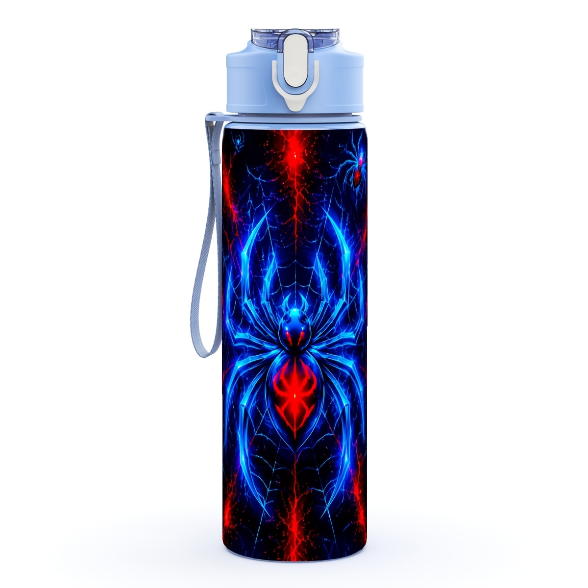 TEMU 1pc Plastic Water Bottle, Glow Web Abstract-themed Printing, Camping, Holiday & Gym Must-have, 25oz/750ml - Ideal Leakproof