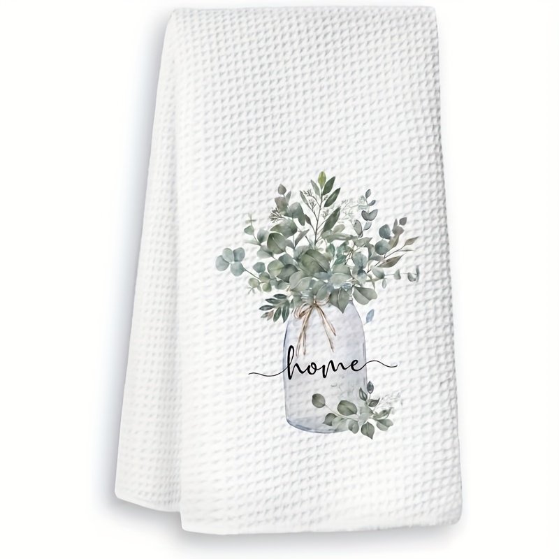 TEMU 1pc Modern Sagebrush Floral Print Towel - Super Soft Microfiber High Absorbency Kitchen Towel For Cooking, Baking, Dishwashing & Hand Drying -