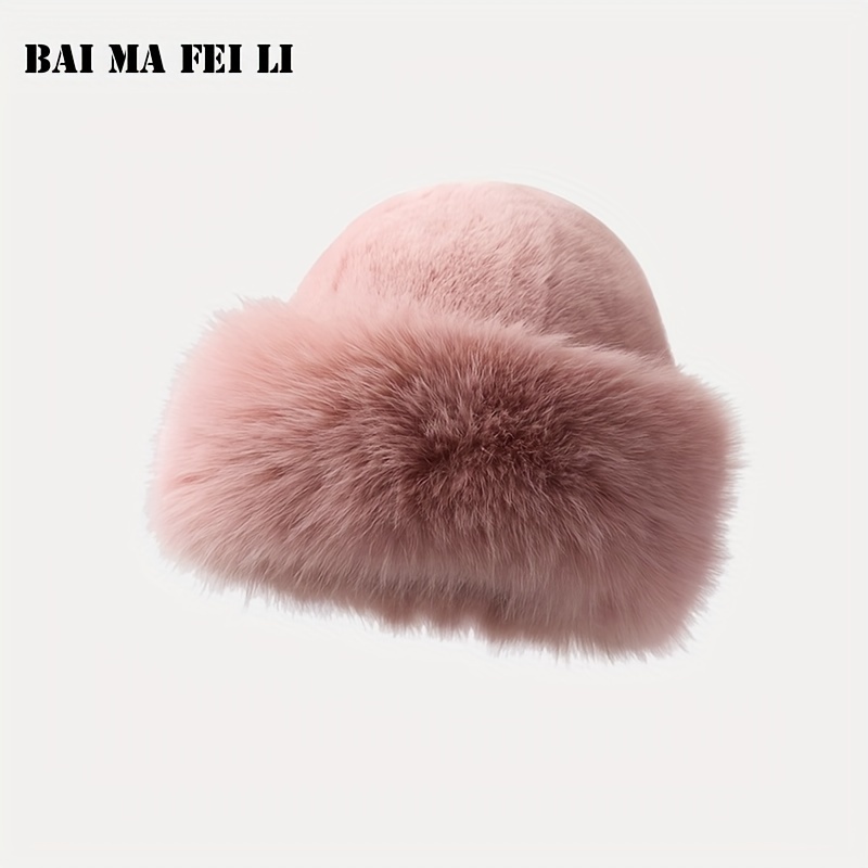 StyleBREAKER Chapeau Pêcheur Peluche Unicolore - Bucket Hat Chaud Automne Hiver Fourrure Nounours
