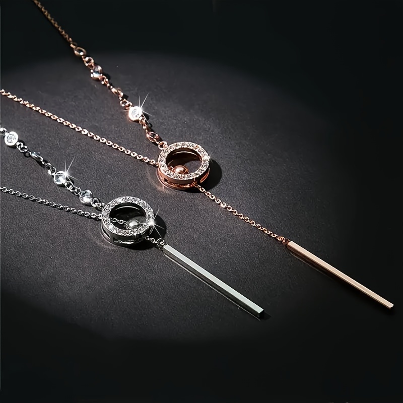

1pc Adjustable Simple Geometric Long Necklace, Pendant With Tassel, Elegant Jewelry Gift For Men