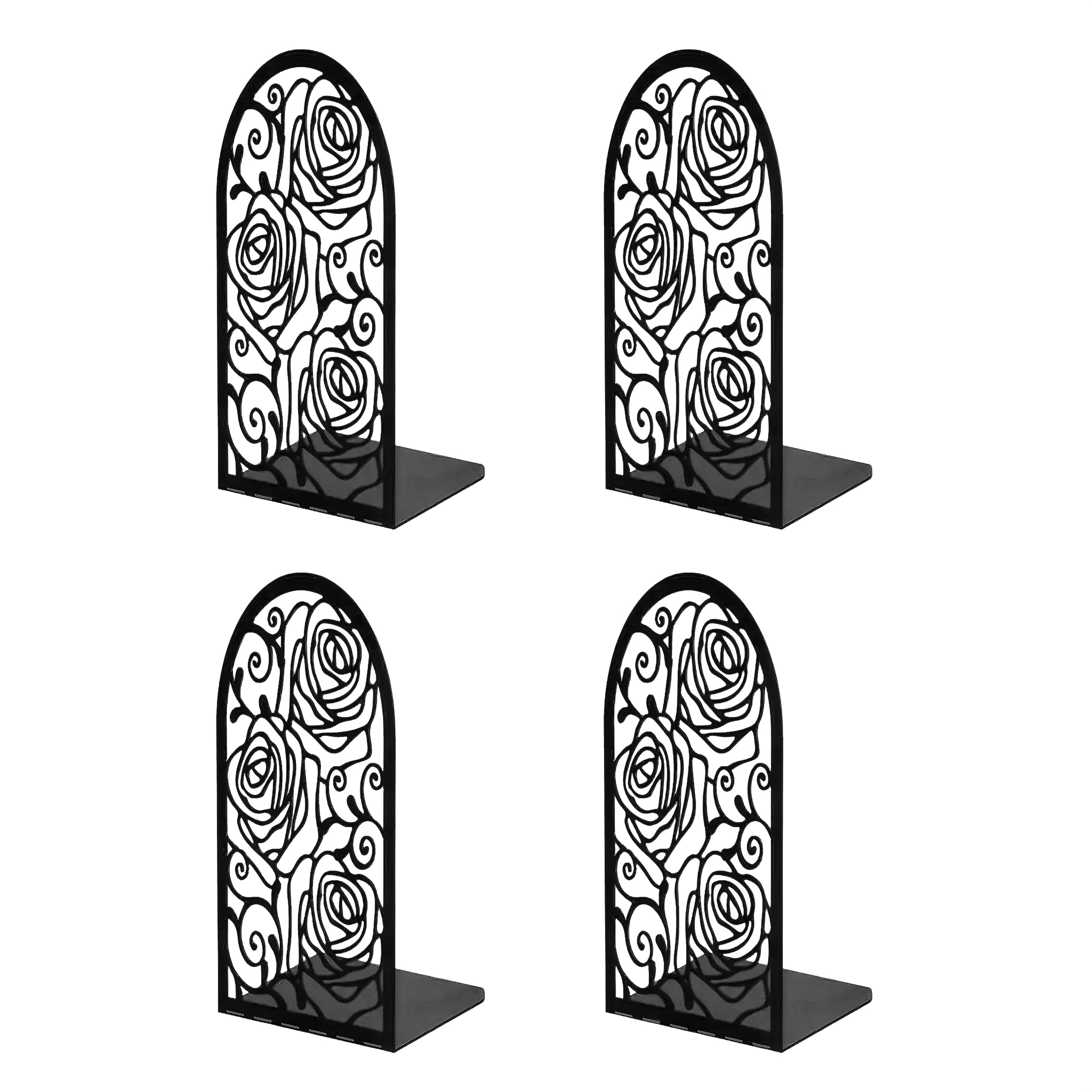 TEMU 4-Pack Fermalibri in Metallo, Design Vintage Rosa con Topper in Ferro , Cima Curva e Base Stabile, Supporti Decorativi per Libri per Casa,