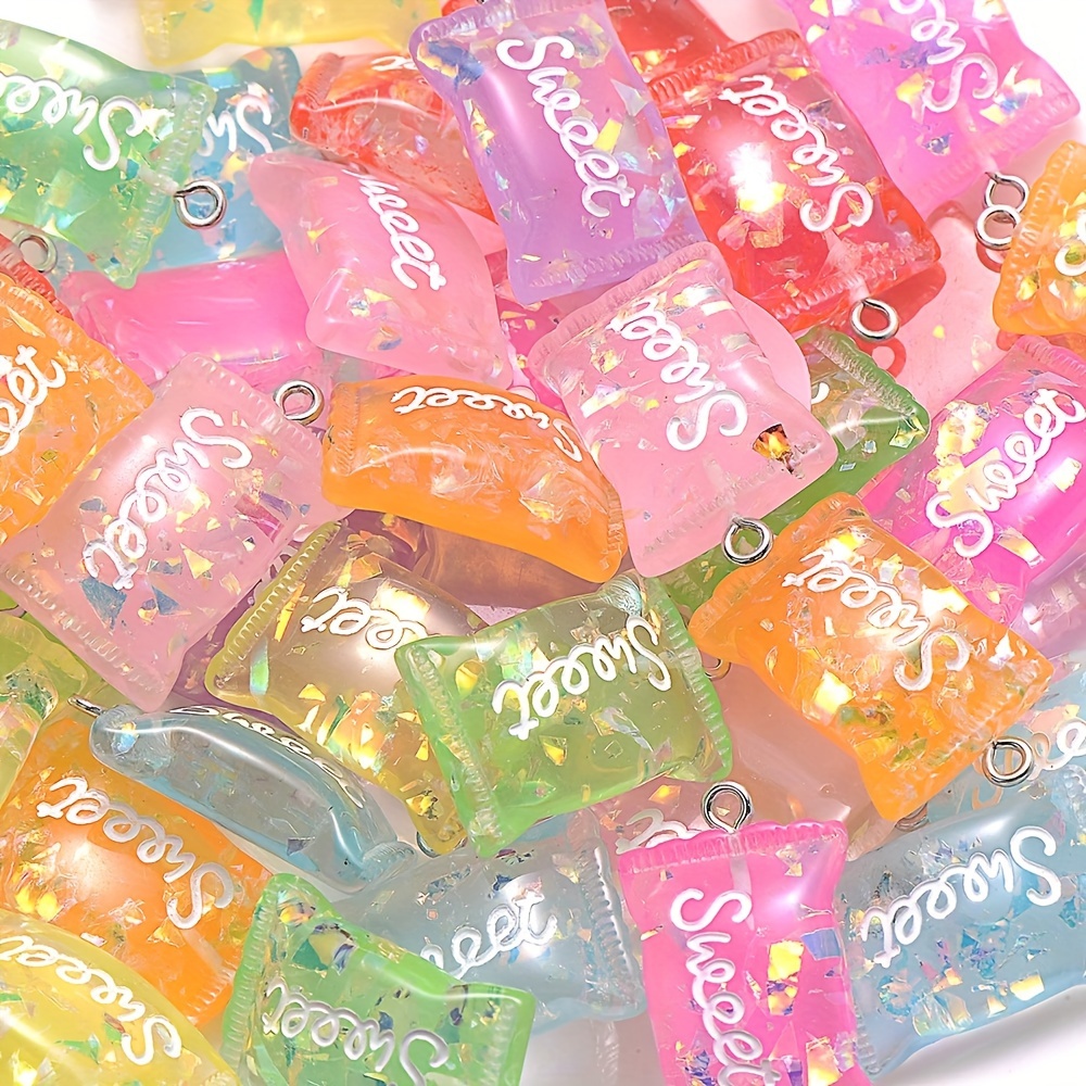

Diy Jewelry Making Kit - 10pcs Transparent Candy Charms, Mixed Sweety Resin Pendants For Necklaces, Bracelets, Earrings Accessories, 28x17mm