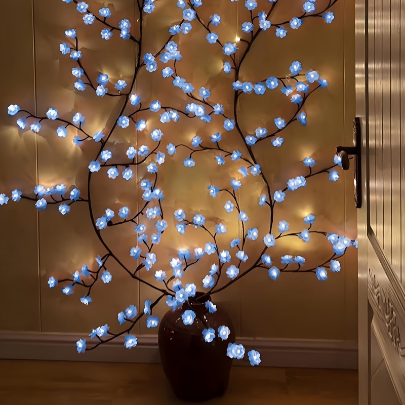 96 light usb powered cherry   led fairy lights 5 9ft faux floral garland with dimmable brightness warm   light   for indoor home decor christmas bedroom kitchen party decoration no batteries battery free Product details 2