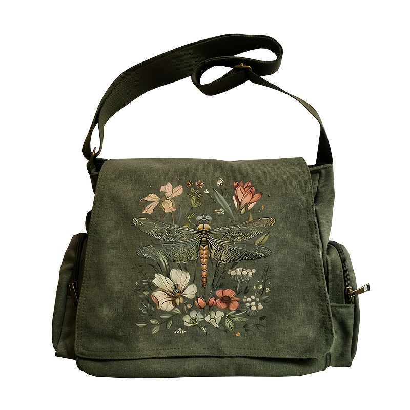 E-shop Stilvolle Blumen-Bohemian-Print Schultertasche mit großem Fassungsvermögen, Crossbody Messenger-Tasche für Einkauf, Reisen und Essen – Die