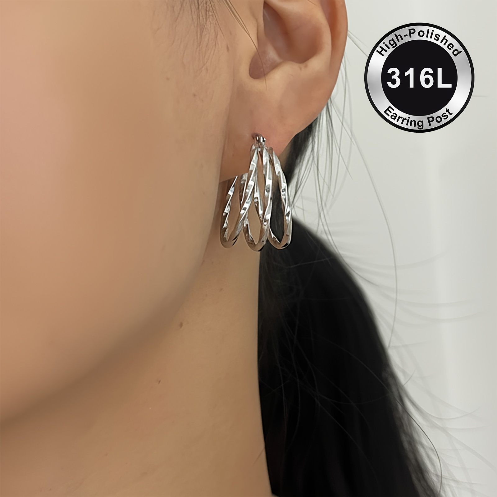 E-shop Premium Edelstahl Ohrringe mit glänzendem, natürlichem , ausgestattet mit hypoallergenen 316L Ohrstiften. Diese eleganten und trendigen