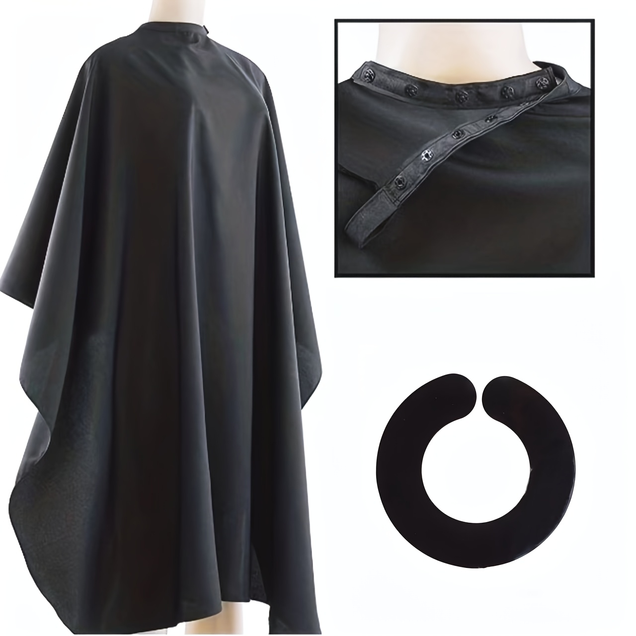 TEMU 2pcs Set: Snap-button Cape And 1 Shawl - High-quality Hairdressing Tool Set, Suitable For Haircuts, Hair Dyeing, And , Barber Neck Cape, Hair