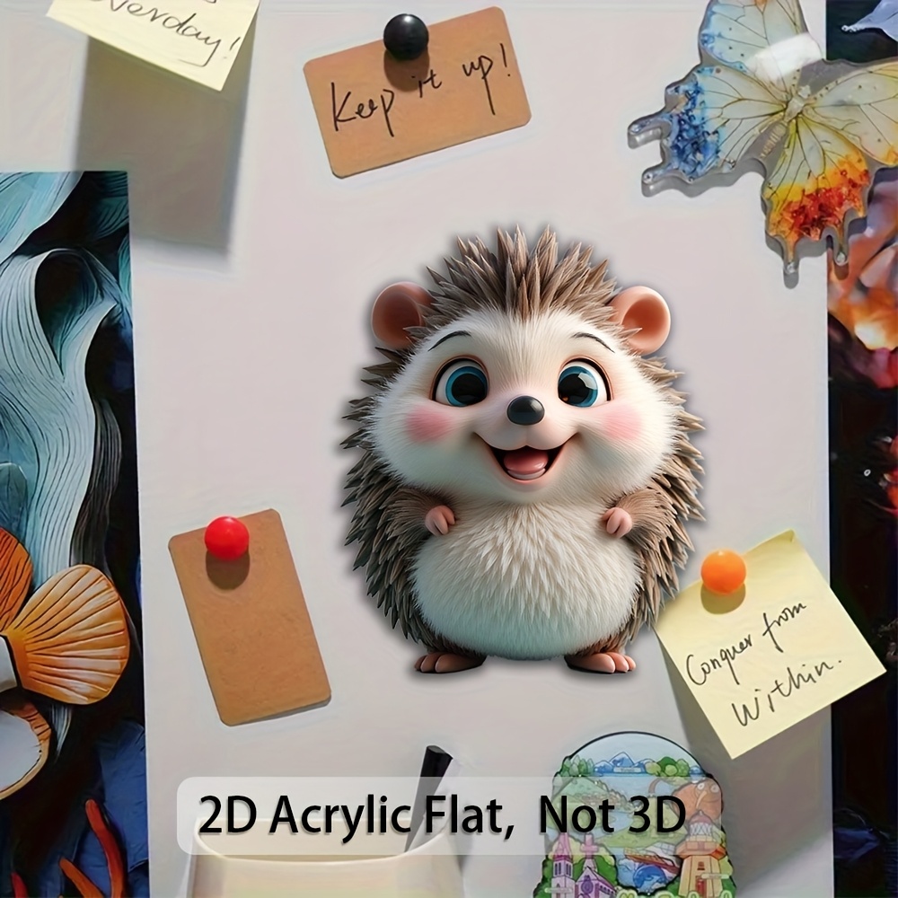 TEMU Amis Hérissons Souriants Plats 2D ! Lot de 2 Aimants de Réfrigérateur Fantaisistes Hérissons - Design et , Résidu et Lavables au Lave-vaisselle,