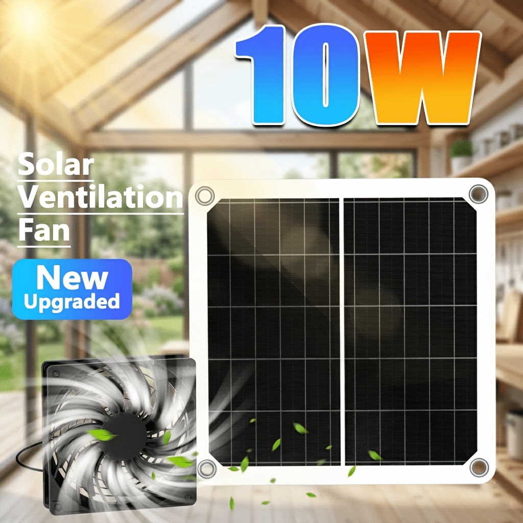 Solar-Lüfter Dual-Fan – 10 W, 12 V, Absaugender Ventilator Für Gewächshaus, Hühnerstall & Mehr