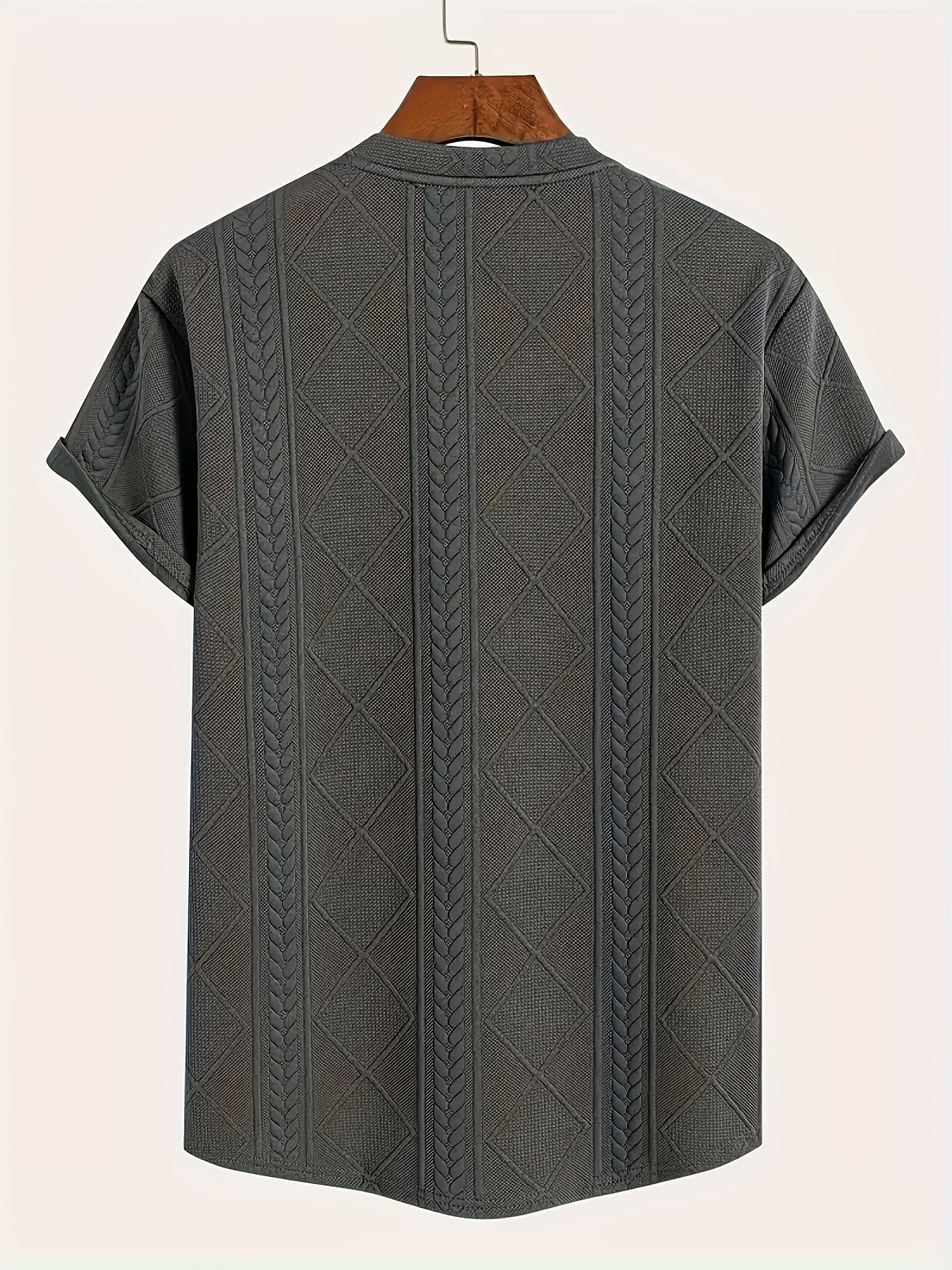 Men'S Plus Size Agyle Print Short Sleeve Shirt - Casual Crew Neck, Lightweight Fabric, Ideal for Outdoor Activities, Great Gift for Family, PLUS SIZE