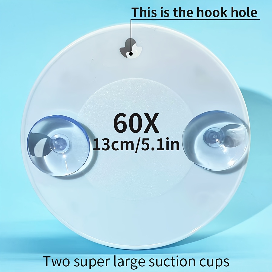 Image of 60x Magnifying Glass For Makeup, -large Mirror Suction Cup With Hook Holes Hung On The Wall To To Surface. It Can Remove Blackheads And, Is Flexible And Compact, And Around For Makeup
