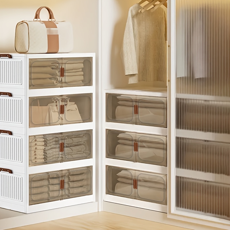 1 2 3 4 5 layer extra large storage cabinet multi layer foldable storage box with door stackable storage cabinet for shoes   books clothes home storage organizer for closet wardrobe bedroom bathroom office kitchen