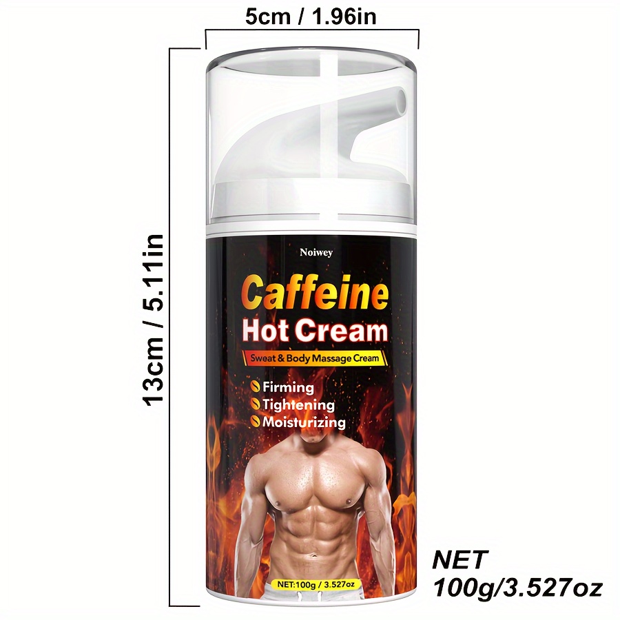 Men'S Caffeine Hot Cream, a Body Thermo Cream Enriched with Jojoba Oil And Collagen, Designed to Promote Sweating for Skin Firming And Tightening. Ideal for Use During Workouts, It Targets The Belly, Thighs, Legs, Abdomen, Arms, And Buttocks.
