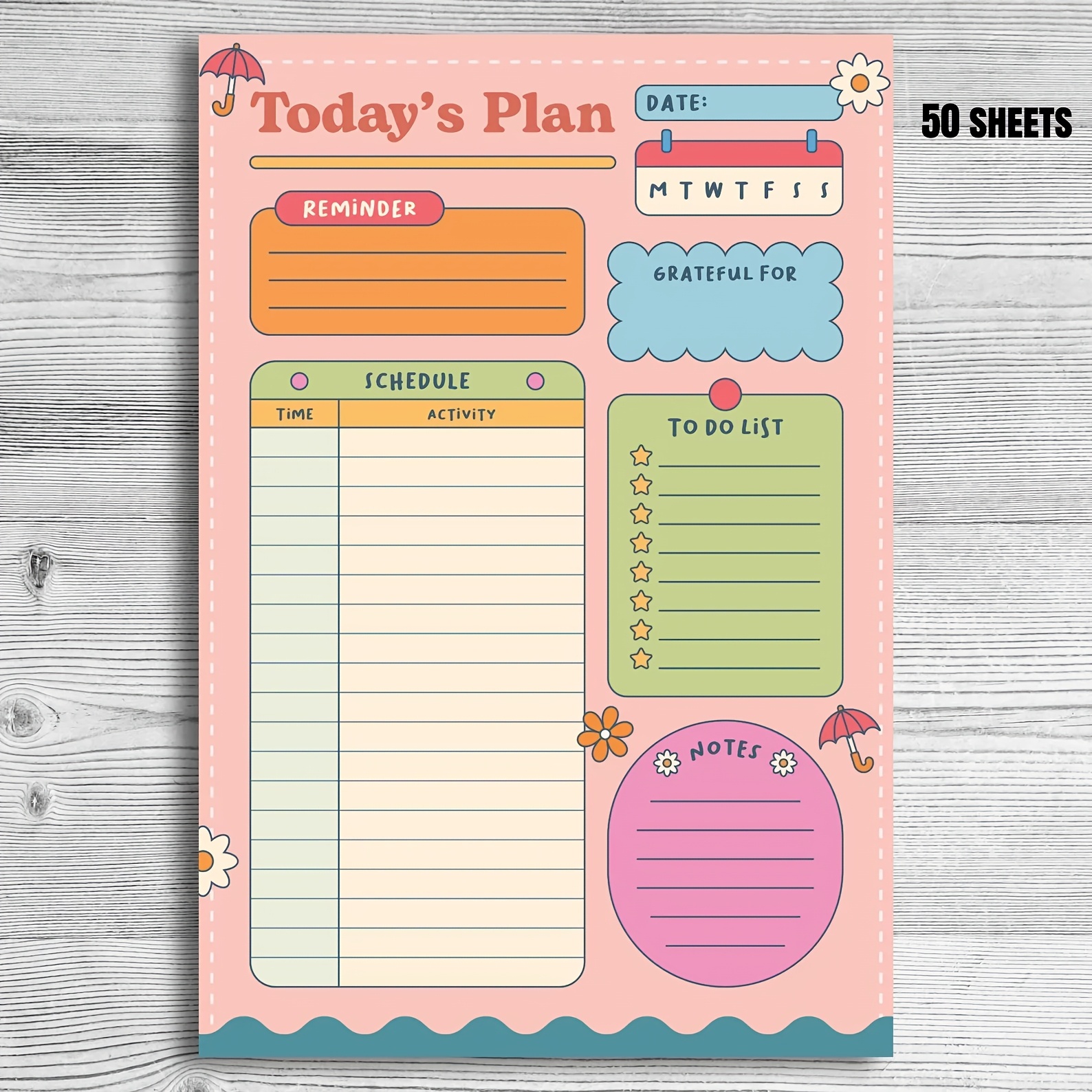 TEMU 1pc 50 Sheets Cute Daily Planner/weekly Important Tasks To-do List Planner/improving Work Efficiency Planner/suitable For Self-planners,