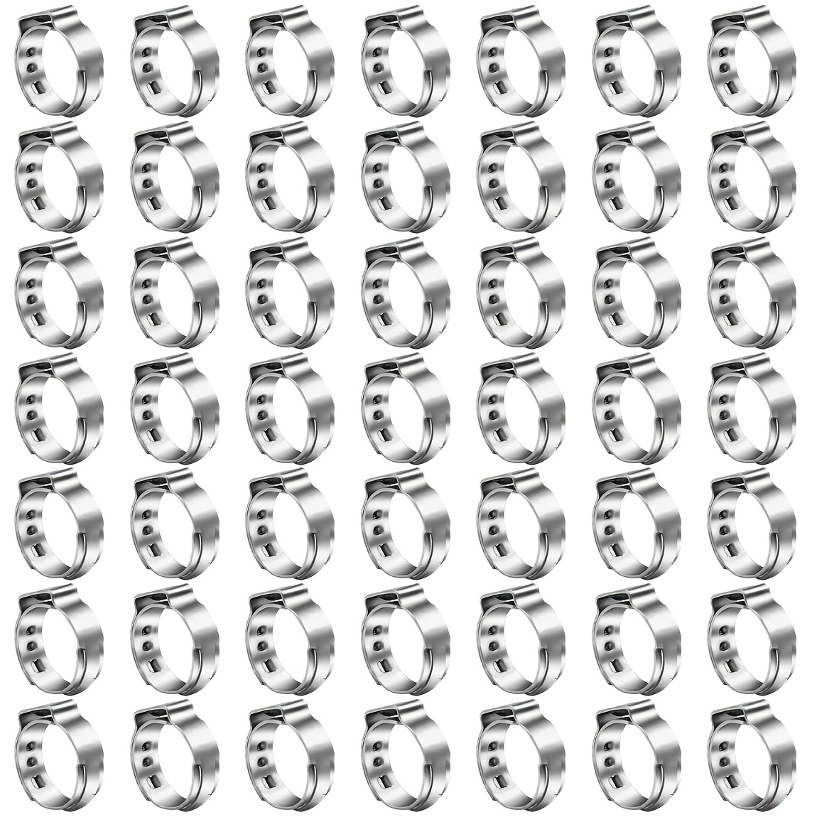 TEMU 49 Pack 3/4 Inch Pex Cinch Clamps Rings, Heavy Duty 304 Stainless Steel Pex Crimp Rings, Thickened Single Ear Hose Clamps For Pex Tubing Pipe