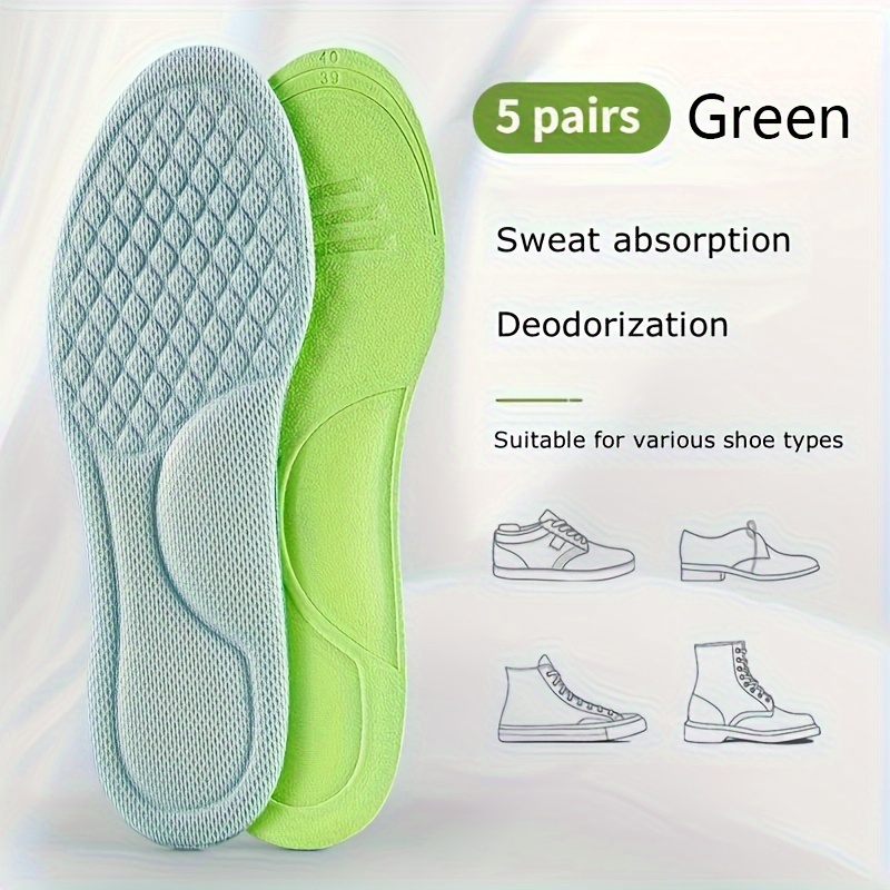 TEMU 5pairs Wormwood Insoles, Odor-removing, Unisex, Super Soft, , -absorbent, Casual , Comfortable For Standing