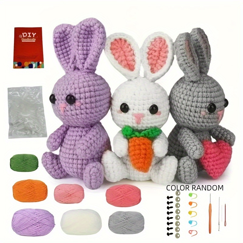 

Diy Kit For Beginners - 3 Amigurumi Rabbit Set , , And Tutorial - For Learning, Diy - For Halloween, Christmas, -