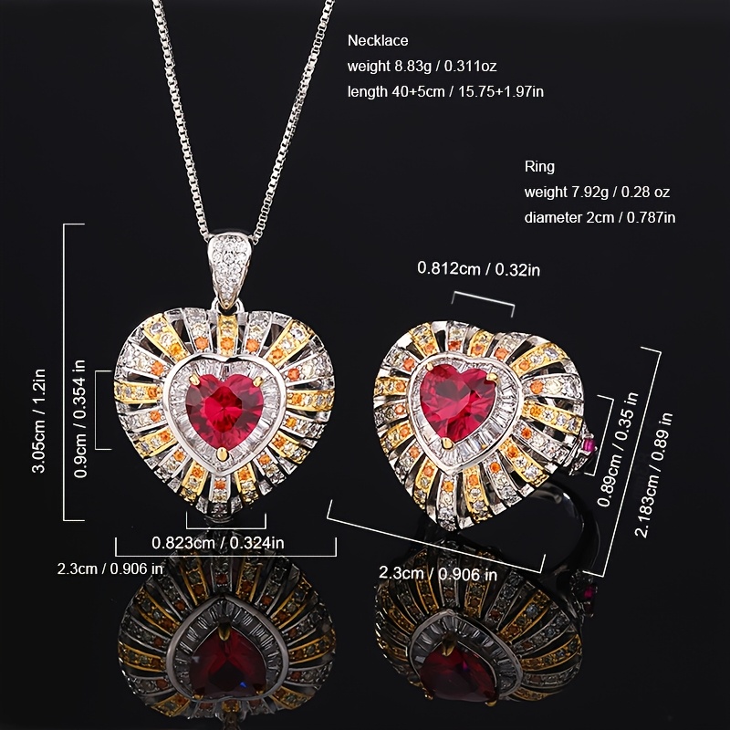 Lucky Lady Necklace Ring with Heart Shape