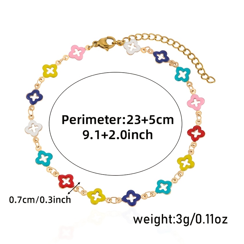 Women's Multicolor Cross Copper Anklet, Bohemian Style