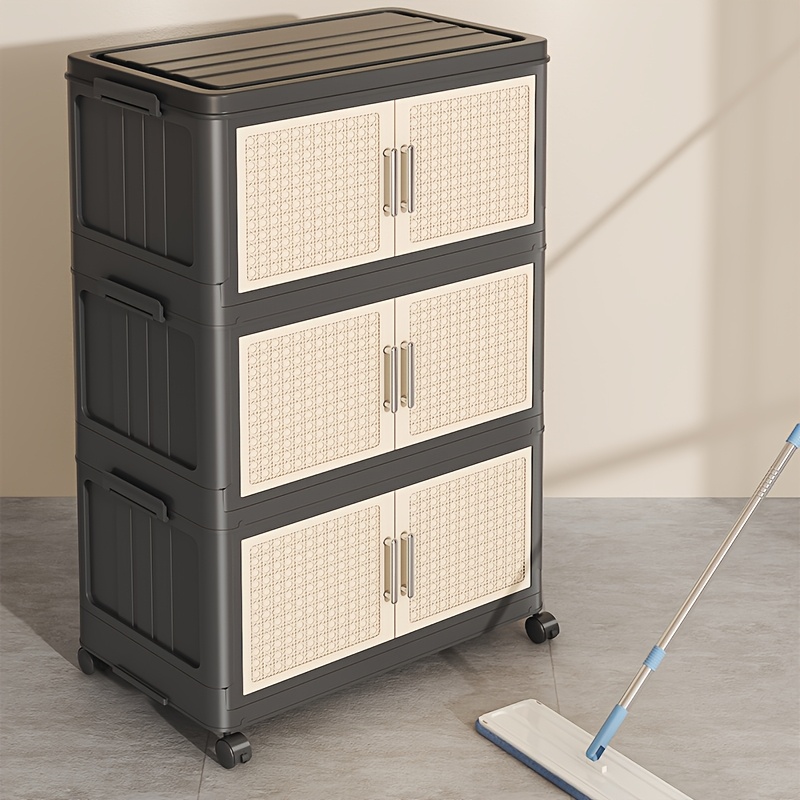 Large-Capacity Plastic Storage Bin with Lid, Foldable Storage Bin