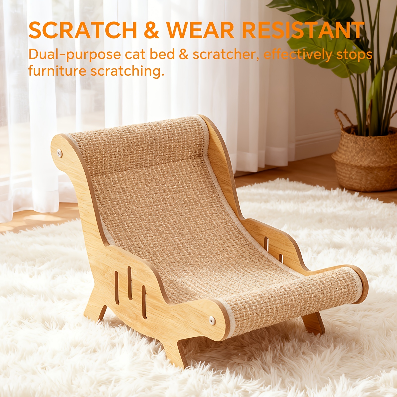 2in1 Natural Sisal Cat Scratcher & Lounge Chair.No Shedding, Breathable & Ultra Durable.Oversized Sofa Design with Scratch Resistant And Long Lasting Performanc.ideal for Scratching, Napping & Playing.Season-proof, Multi-functional Cat Bed.