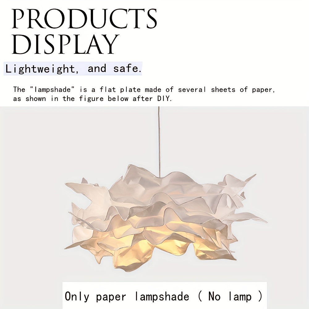TEMU 42cm Square Japanese - Ceiling Light - Modern Minimalist Floating Paper Chandelier With Pleated Cloud & Suitable For Living Room, Bedroom, Bar,