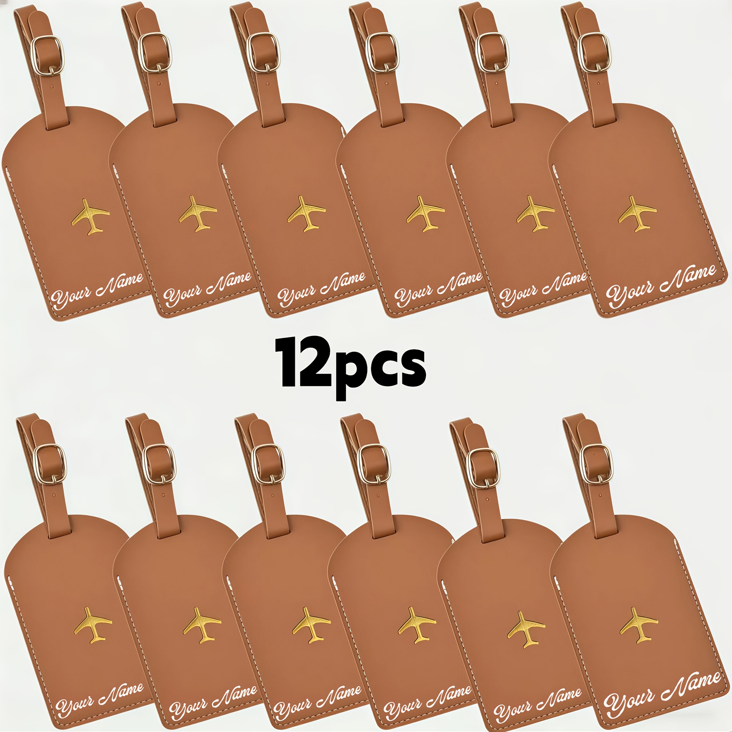 12pcs Custom Engraved Luggage Tag Set in Synthetic Leather