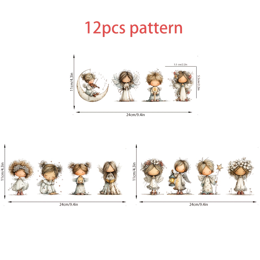 Image of 12pcs Pcd Baby Pattern Uv Dtf Stickers, Suitable For Glass Cups, Mugs, Packaging Boxes, Home Decoration, Holiday Decoration, Birthday Decoration, And Crafts