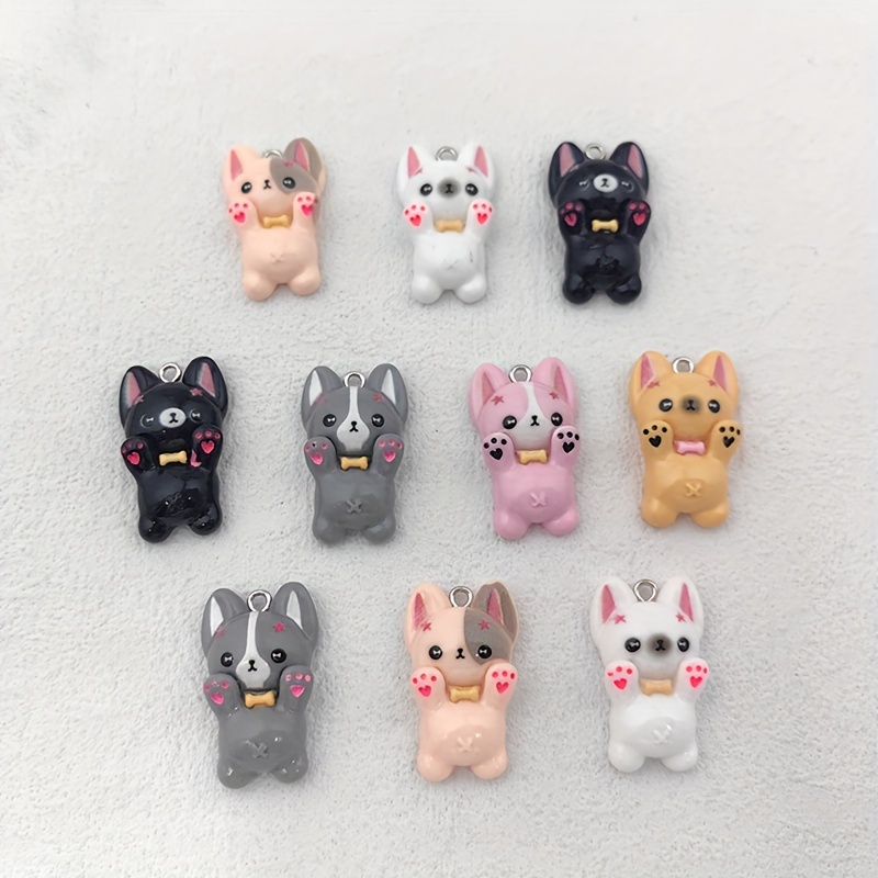 

10pcs Resin Dog Charms, Assorted Puppy Pendants For Diy Jewelry, Keychain Crafting, Fashion Animal Flatback Accessories