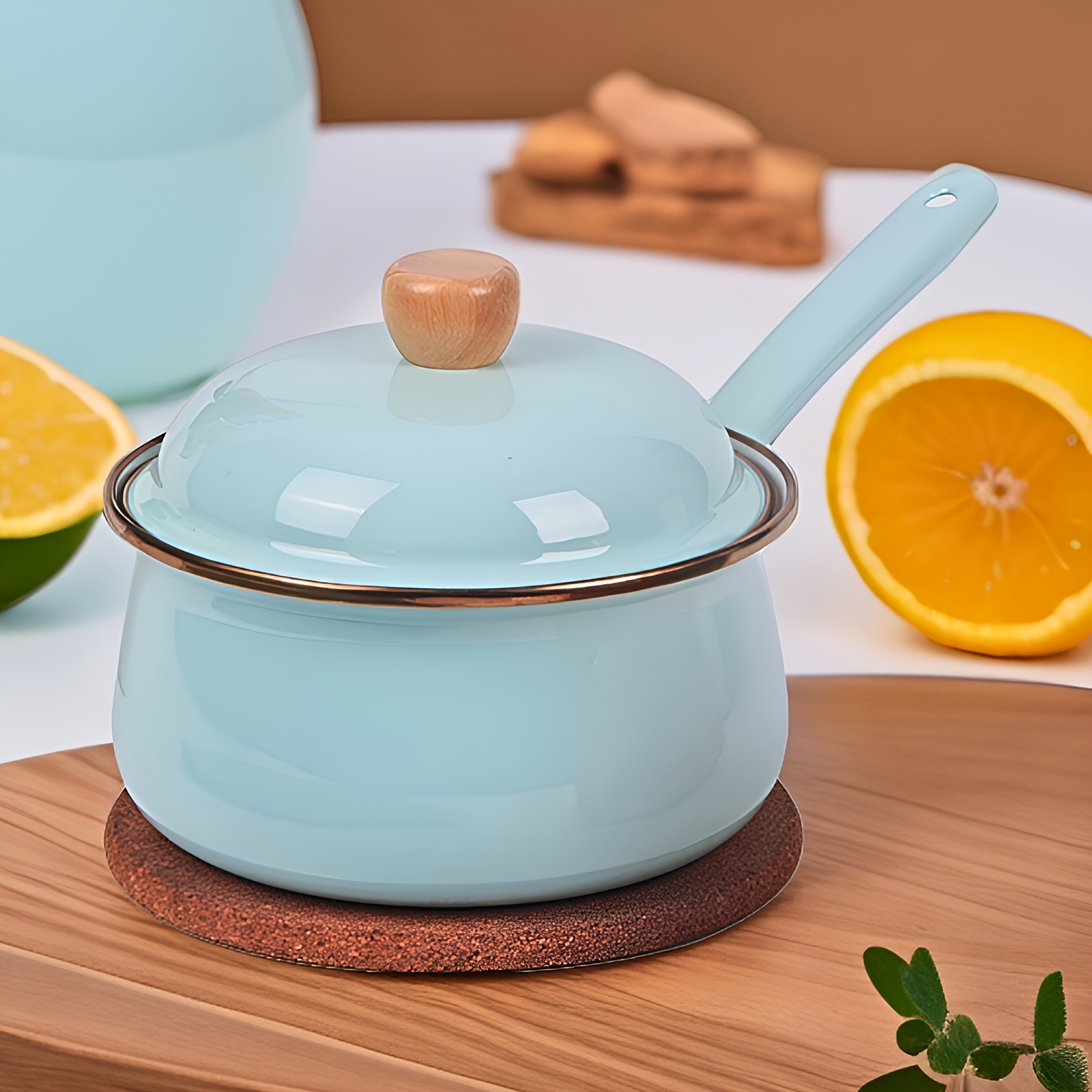 versatile enamel pot with single handle lid non stick dishwasher safe   and serving   home kitchens restaurants glazed milk pot   colors details 22