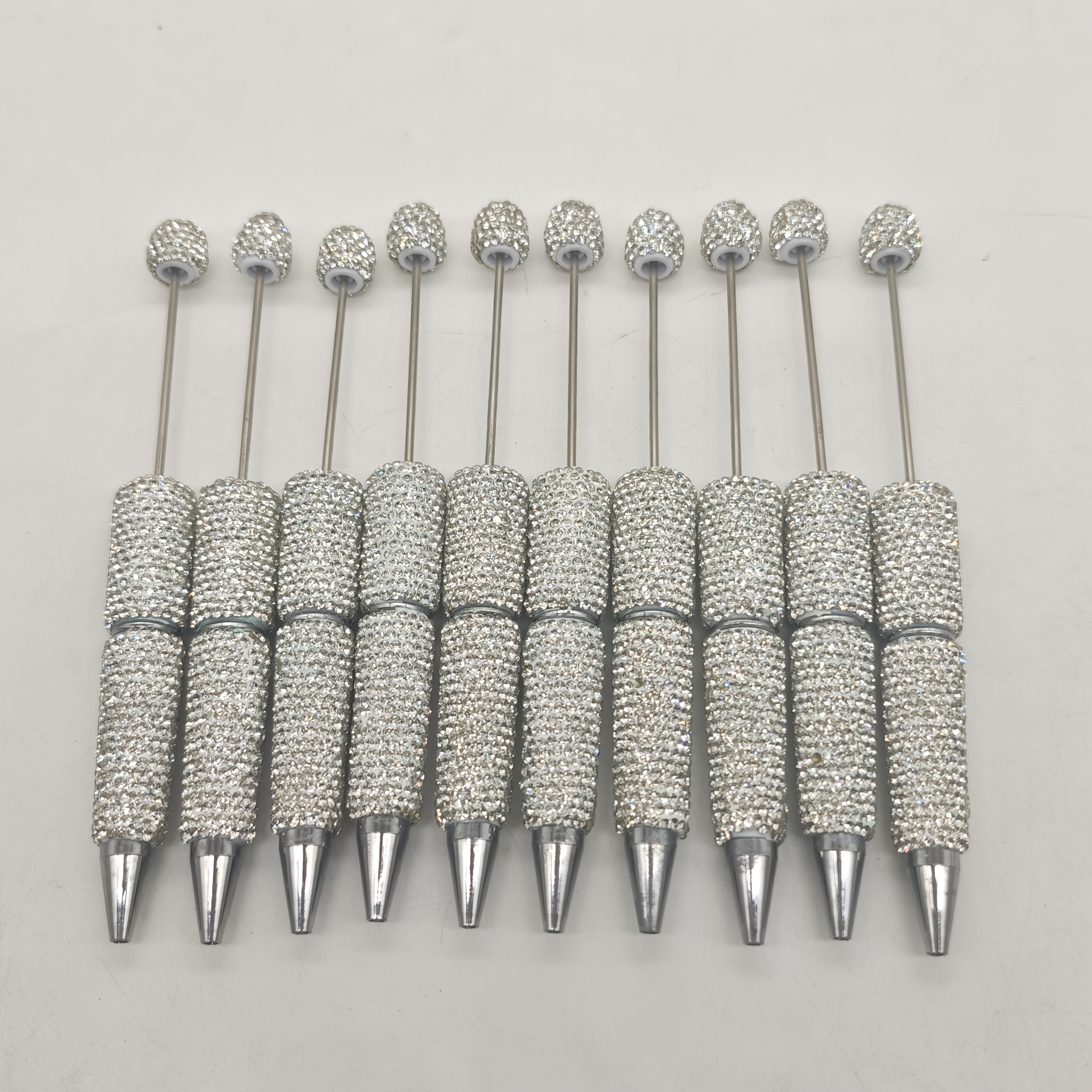 TEMU 10pcs Black And White Handmade Full Diamond Bead Pen, 1.0mm Black Ink, Student Back-to-school Gift Pen, Teacher' Stationery Supplies, Christmas